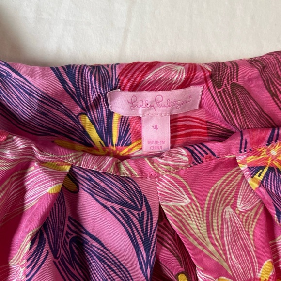 Lilly Pulitzer Pink Silk Sleeveless Floral Pattern‎ Dress Shift Style Size 4 - Picture 6 of 7